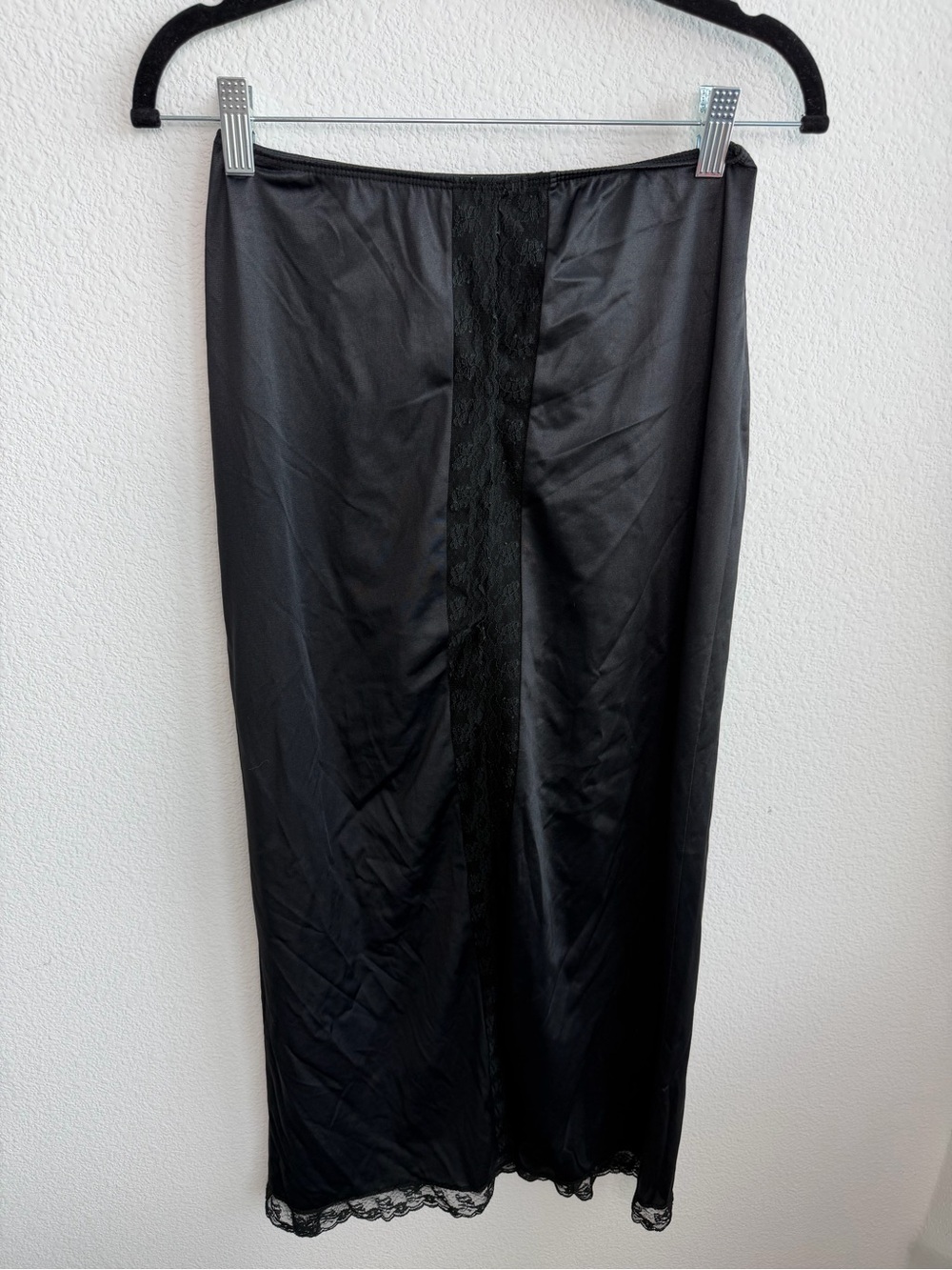 Vintage Sears “The Doesn’t Slip” Maxi Slip Black Lace Slip Waist 24-26